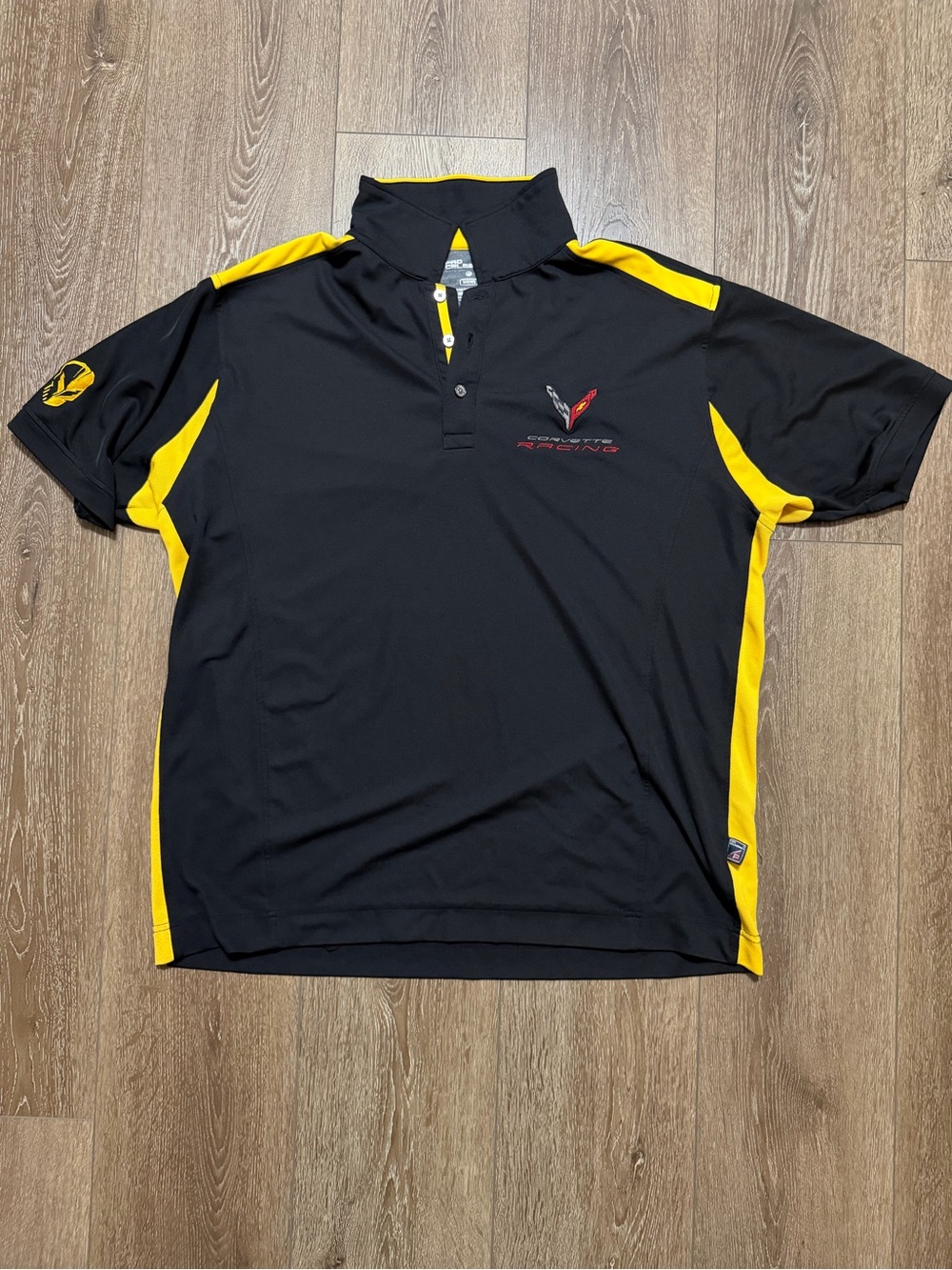 Corvette Racing Men’s Black and Yellow Performance Polo